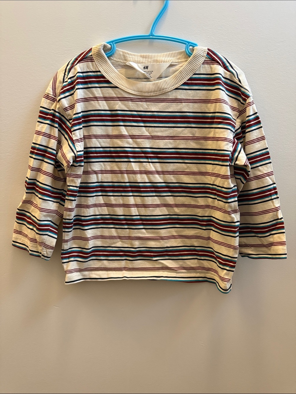 H&M Cream Multicolour Striped Long Sleeve Shirt 2T Toddler Boy Shirt